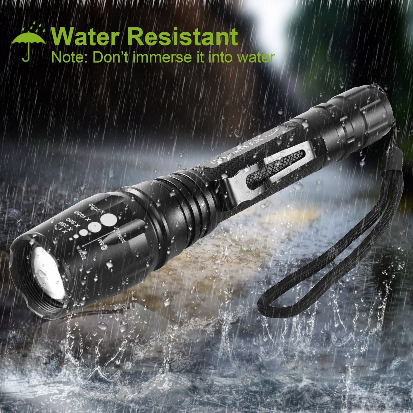 2Packs T6 Tactical Military LED Flashlight 50000LM Zoomable Rechargeable Flashlight Torch w/ 5Modes SOS Night Light