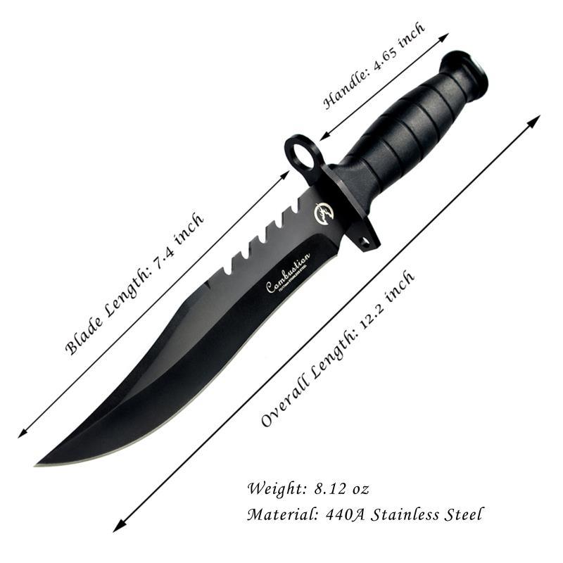Fixed Blade Knife with Nylon Sheath in Non-Slip Handle and Black High Carbon Stainless Steel Blade for Outdoor Camping;  Hunting;  Survival;  Tactical;  and EDC