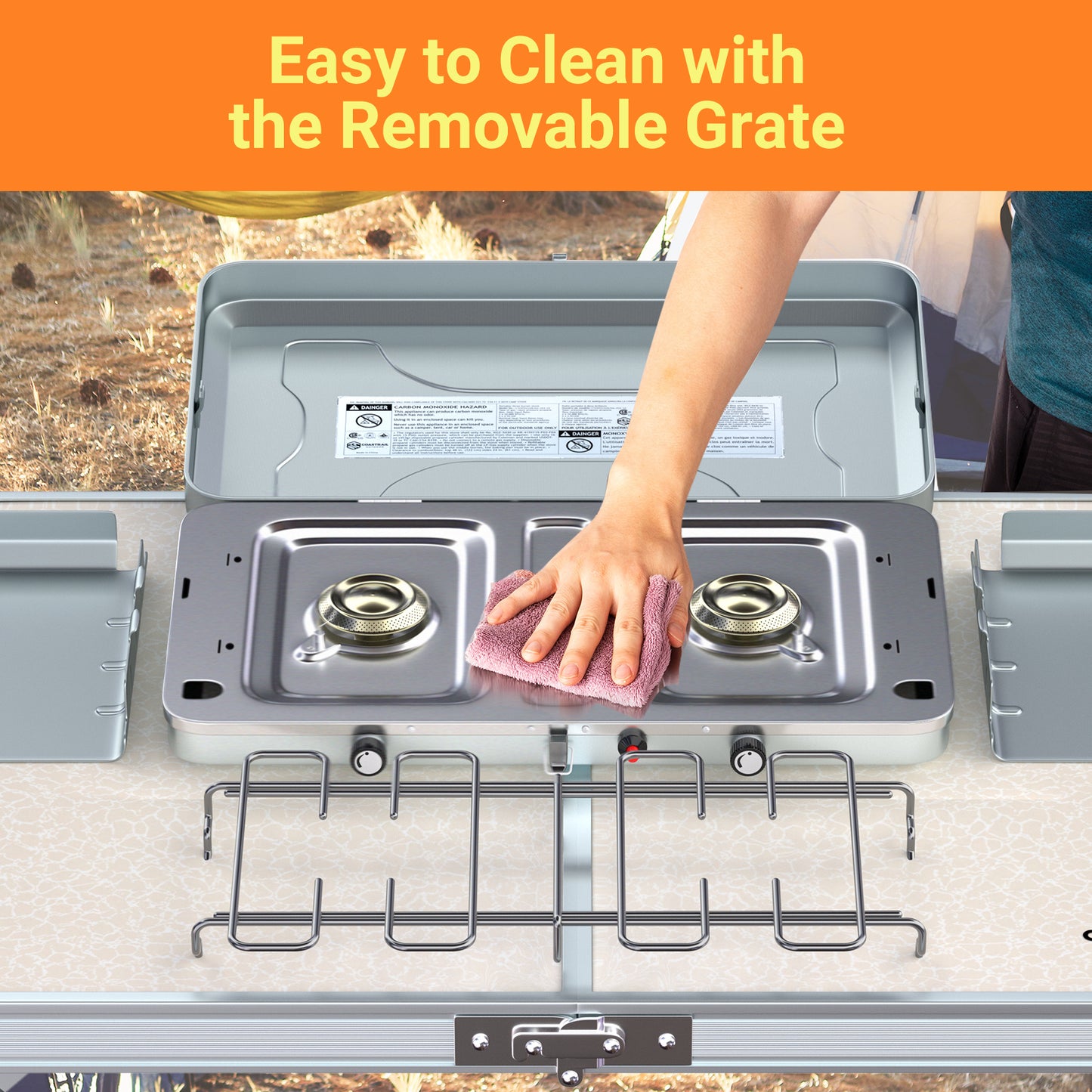 Outdoor Propane Camping Stove;  20; 000 BTUs Portable Camping Stove with 2 Burners;  Easy to Clean;  Camp Stove for Car Camping;  Tailgating;  BBQ;  Picnics and Emergency Use