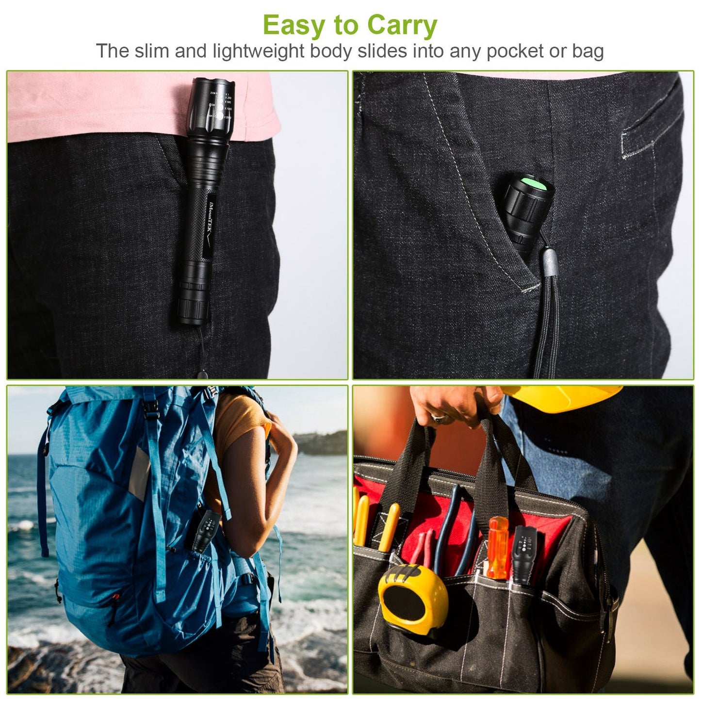 2Packs T6 Tactical Military LED Flashlight 50000LM Zoomable Rechargeable Flashlight Torch w/ 5Modes SOS Night Light