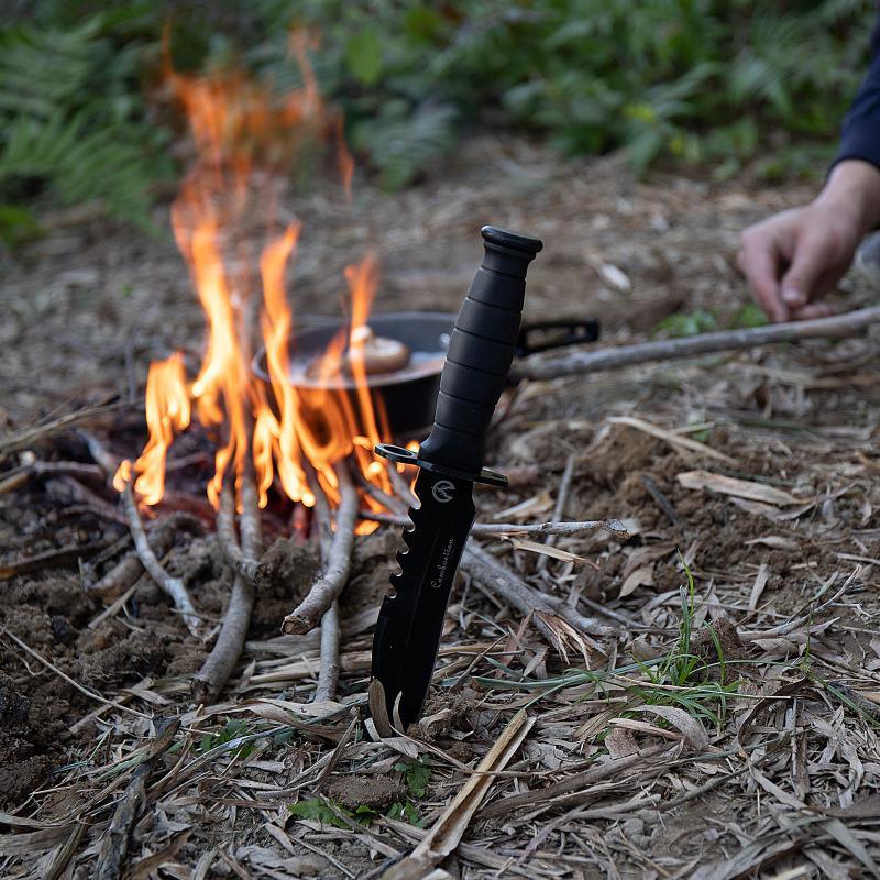 Fixed Blade Knife with Nylon Sheath in Non-Slip Handle and Black High Carbon Stainless Steel Blade for Outdoor Camping;  Hunting;  Survival;  Tactical;  and EDC