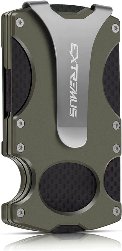 Extremus Tactical Wallet; Carbon Fiber Wallet; Money Clip; RFID Blocking Technology; Carbon Fiber and Stainless-Steel Construction