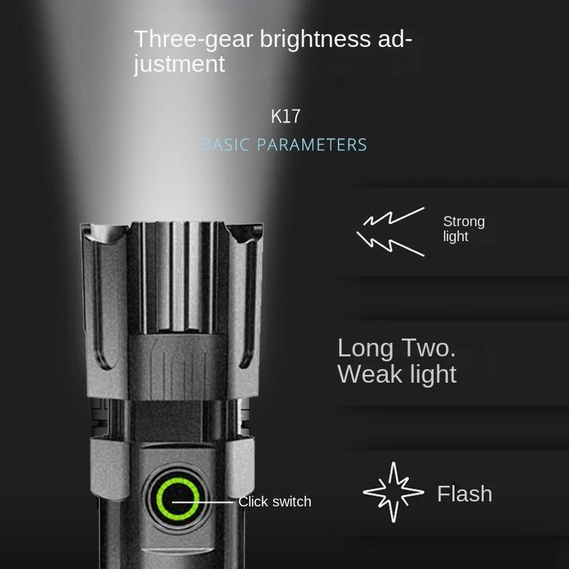 Strong light flashlight household portable USB rechargeable mini multi-function tactical outdoor led small flashlight wholesale